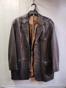 MARSHALL FIELD'S Men's Lamb Leather 3 Buttons Jacket Blazer Black Size 44R - Picture 1 of 17