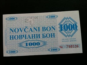 Bosnien und Herzegowina - Serie: M - 1000 DINARA 1992 - Handstempel - Serie 798536 - Bild 1 von 2