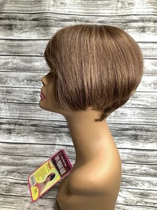 FS4/47 Ricky kurze 100% Echthaar Perücke verstellbar hervorgehoben braun - Bild 1 von 7