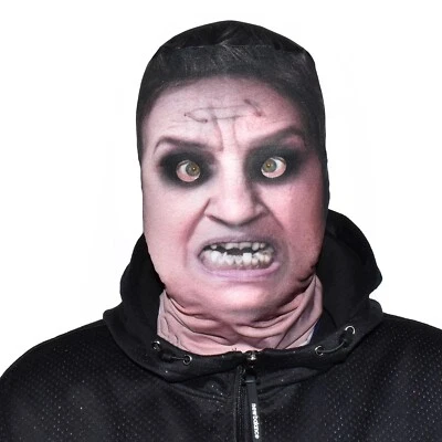 3D Effekt Gesicht Skin - Bessesenen Alte Frau - Stoff - Halloween Maske - Bild 1 von 4