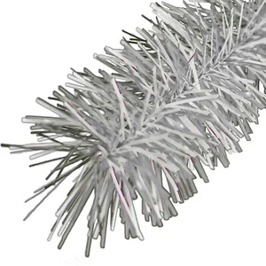 30FT Shiny Metallic Silver & White Tinsel Garland Christmas Plastic Fringe Foil - Picture 1 of 3