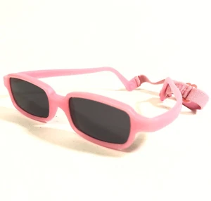 Miraflex Sunglasses NEW BABY 2 Pink Rectangular Frames with Blue Lenses - Picture 1 of 11