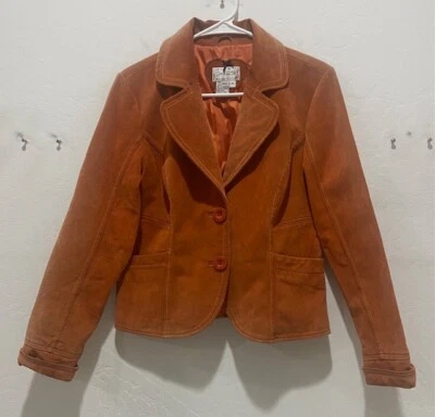 Blazer para mujer Live a Little Rust de cuero con 2 botones talla M bolsillos totalmente forrados Foto 1 de 4