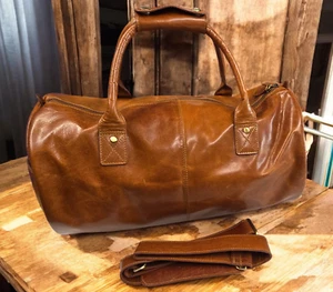 Schöne, hochwertige hellbraune Vollleder Wochenendtasche Reisetasche Sporttasche - Bild 1 von 12