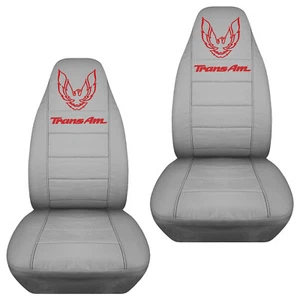 FITS 1982-92 PONTIAC FIREBIRD TRANS AM CAR SEAT COVERS Cotton front set silver - Picture 1 of 5