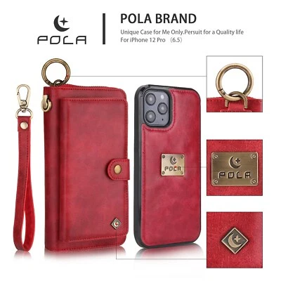 For iPhone 17 16 15 14 Pro Max Women Purse Leather Zipper Detachable Wallet Case - Image 1 of 4