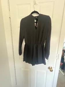 black, long sleeve short romper - Picture 1 of 3