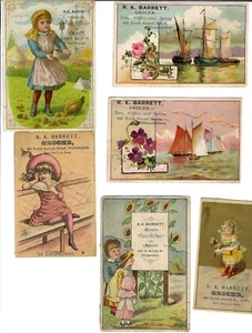 Tarjeta comercial victoriana (lote de 6) R. K. Barrett Grocer, Filadelfia - Imagen 1 de 2