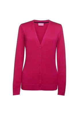 Womens Cardigan - Brook Taverner Augusta V-Neck Cardigan Fuchsia [NB-37]