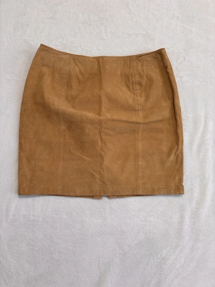 Sonoma Women Genuine Suede Leather Mini Skirt Tan  Size 12P, 5GW1N1054 - Image 1 of 4