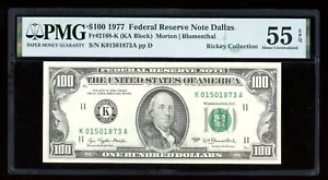 DBR 1977 $100 FRN Dallas Fr. 2168-K PMG 55 EPQ Serial K01501873A - Picture 1 of 2