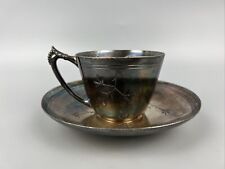 James W Tufts Boston Antique Silver Plate quadruple plate teacup & saucer #1373