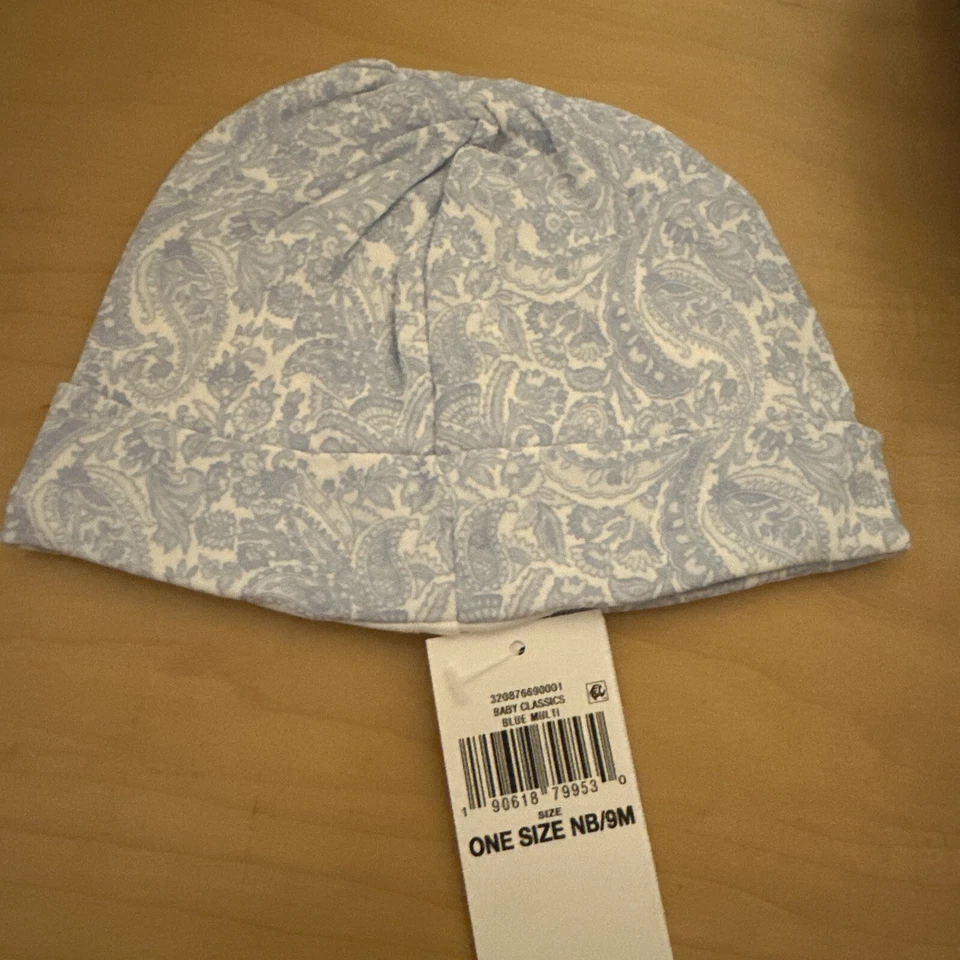 Sombrero de algodón Ralph Lauren bebé niño talla única 0-6 meses blanco azul Foto 1 de 1