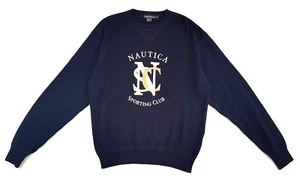 Vintage Nautica Sporting Club Embroidered Navy Blue Sweater Mens Size Large - Picture 1 of 10