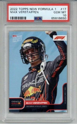 2022 TOPPS NOW FORMULA 1 IMPRESSIVE WIN IN MIAMI #17 MAX VERSTAPPEN PSA 10 RARE - Image 1 of 2