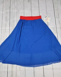 LuLaRoe Lola Midi Skirt, Size XXS (NWT Solid Blue Red) - Picture 1 of 4