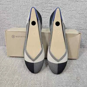 Rothy's The Flat Captoe Black White Round Toe Slip on Shoes Women's Size 12.5 - Picture 1 of 9