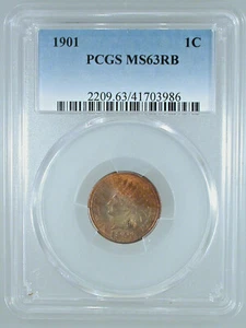 1901 Indian Cent MS-63 RB PCGS Certified - Picture 1 of 4