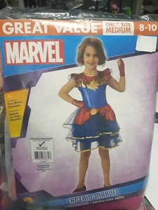 Marvel Captain Marvel Mädchen Kostüm Gr. 8-10 Verkleidung Tutu Kleid Handschuhe NEU - Bild 1 von 3