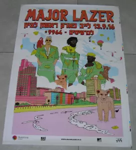 MAJOR LAZER en ISRAEL 2016 RARO PÓSTER PROMOCIONAL ORIGINAL (70 cm x 50 cm) - Imagen 1 de 1