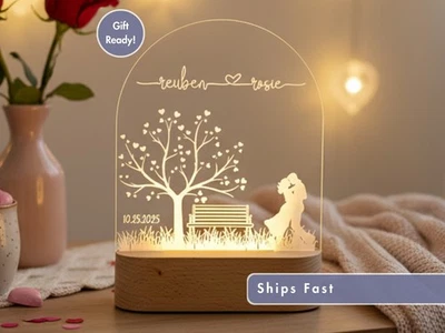 个性化情侣夜灯 - 定制 LED 灯周年纪念浪漫礼物 — 第 1/4 张图片