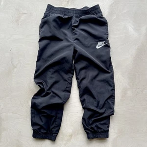 Nike Dri Fit Black Track Pants Size M Medium 5 - 6 Years Warmup Joggers Cuffed - Picture 1 of 14