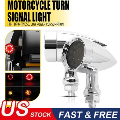 2x Intermitente de freno ámbar luz de señal de giro LED bala cromada para motocicleta para Yamaha Foto 1 de 4