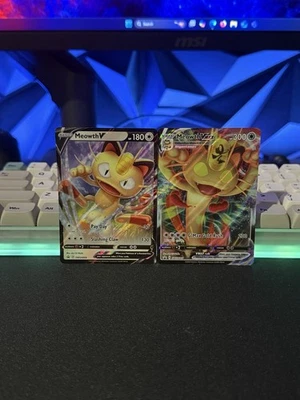 Meowth VMAX SWSH005 And Meowth V SWSH004Sword & Shield Promo Cards Holo - Image 1 of 2