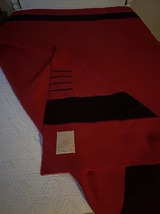 Vintage Hudson’s Bay 4 Point Wool Blanket 72x89 England Red & Black - Picture 1 of 5