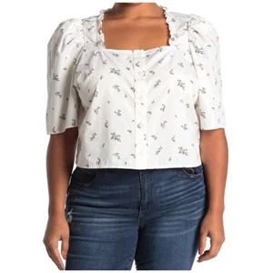 Levi’s Joella geblümte Bluse mit eckigem Ausschnitt und Puffärmeln Baumwolle weiß Größe 3X - Bild 1 von 13