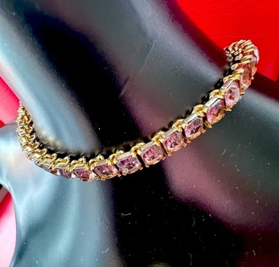 Oscar de la Renta Crystal Baguette Collar Necklace in lavender and gold. - Image 1 of 4