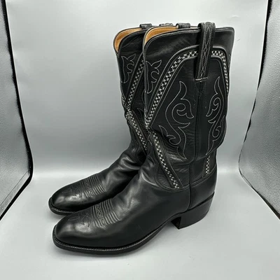 Botas Lucchese San Antonio Para Hombre Talla 10C Negras Puntera Francesa De Colección Western 1378ZZ Foto 1 de 4