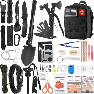 Emergency Survival Kit Bag First Aid Bug out Military Prepper Kit 142Pcs Bag