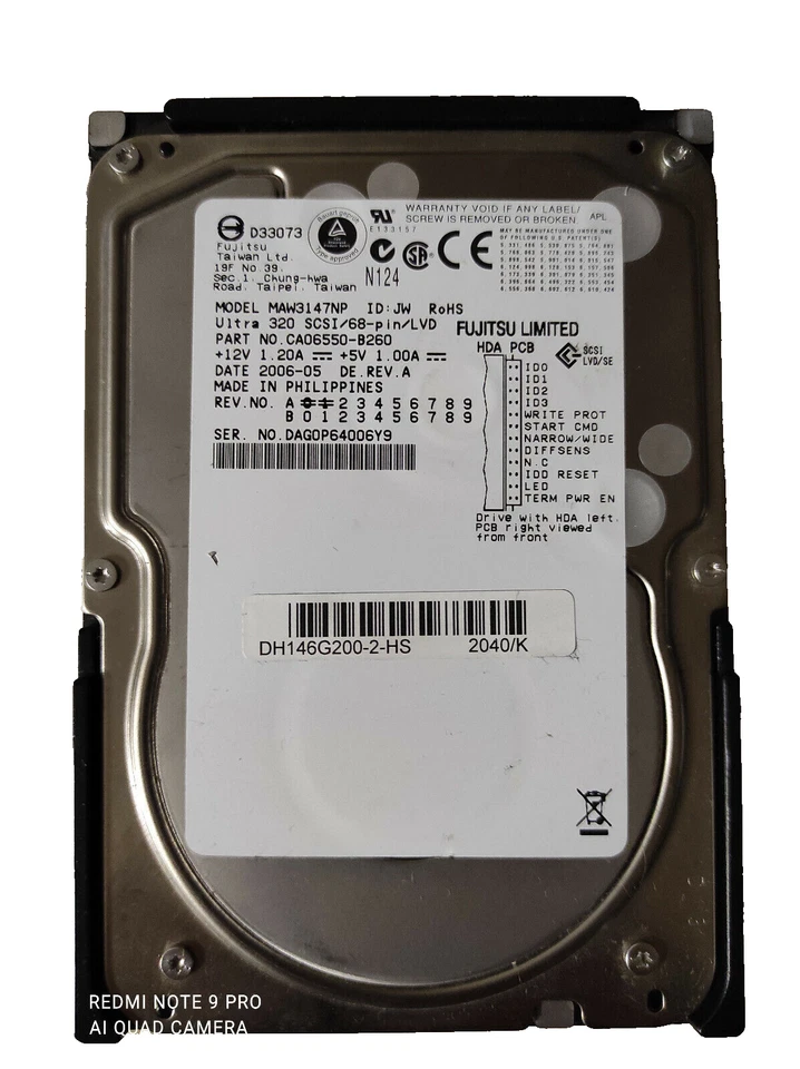 Hard Disk SCSI Ultra 320 LVD 68 pin FUJITSU MAW3147NP  147GB - Immagine 1 di 4