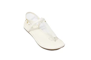 Cole Haan Flat Sandals Women sz 9 Flip Flops Patent Leather Toe Post Shoe ivory - Picture 1 of 7
