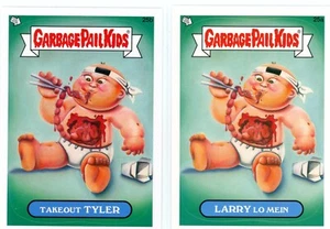 Garbage Pail Kids BNS1 2012 Larry Lo Mein & Takeout Tyler 25A/B pegatinas base - Imagen 1 de 1