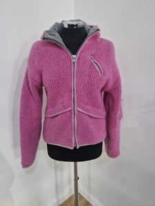 Pachamama pink  jacket size small knitted full zip hooded pure wool fleece lined - Picture 1 of 12