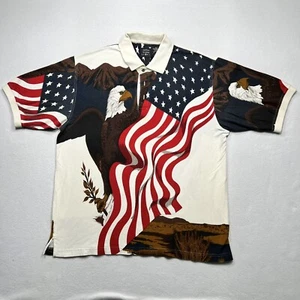 Cottton Traders Polo Shirt Mens Extra Large American Flag All Over Print Sport - Picture 1 of 5
