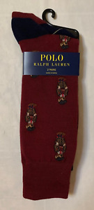 Polo Ralph Lauren English Bear Red Socks 2 Pair Shoe Size 6-12.5