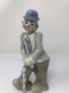 Porcelain 7” Charlie Chaplin Clown With Cane Vintage Collectible Figurine - Picture 1 of 5