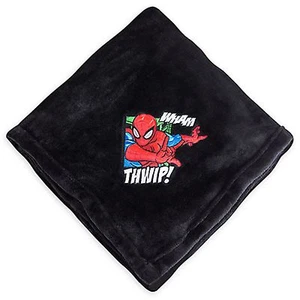 Disney Store Spiderman Marvel Fleece Throw Blanket Superhero Comics Black NEW - Picture 1 of 2