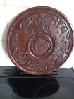 Vintage large carved Wooden African tray with animal and fish deco 