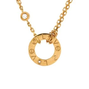 Cartier 2 Diamonds Love Pendant Necklace 18K Yellow Gold and Diamonds - Picture 1 of 3