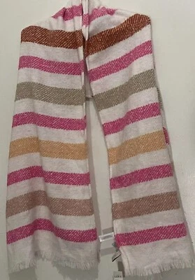 Ann Taylor LOFT Stripe Blanket Scarf Cream Multi Rectangle 20x75 NWT - Image 1 of 4