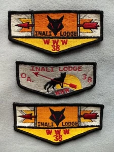 Vtg 70s Boy Scouts BSA Inali Lodge 38 Order of the Arrow OA Pocket Flap Lot of 3 - Picture 1 of 5