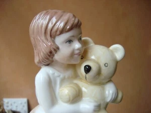 Vintage Coalport Young Girl with Teddy Bear ~ My Teddy ~ 19cm ~ Mint - Picture 1 of 7