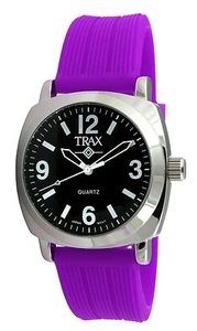 Trax Women's Casual Quartz Movement Shelley Black Dial Purple Rubber Strap Watch - Picture 1 of 1