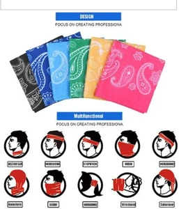 FAYBOX 12 Count Magic Wide Wicking Headbands Outdoor Headwear Face Cover Bandana - Bild 1 von 1