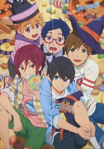 poster promo Free Iwatobi Swim Club Yowamushi Pedal anime Rei Rin Makoto Yuusuke - Picture 1 of 2