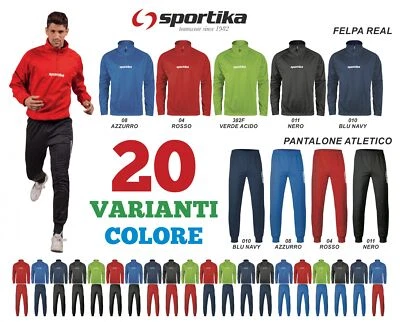 Tuta da Allenamento SPORTIKA Felpa REAL - Pantalone ATLETICO 20 Varianti Colore